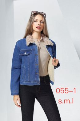 купить 0055-1* синяя женская джинсовая куртка на меху (new jeans, 3 ед, размеры норма: s. m. l) выдача на следующий день оптом