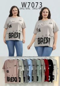 7073 # микс цветов женская футболка (Kiss Me, 10 ед, размеры батал: 2xl-4xl) выдача на следующий день фото