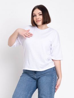 купить 7833-10 белая женская футболка (3 ед. размеры полубатал: 48. 50. 52) оптом