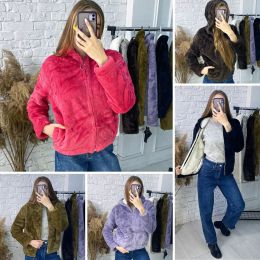 0221-99 # микс цветов женская шубка(еко-мех, с капюшон, 5 ед, размеры на бирках 4XL, соответствуют норме-полубаталу: M-L) выдача фото