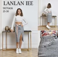 9076# серая женсикая джинсовая юбка (Lanlaniee, стрейч коттон, 6 ед, размеры норма: 25-30) выдача на следующий день фото