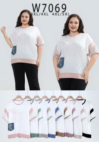 7069# микс цветов женская футболка Kiss Me (10 ед, размеры батал: 3XL-5XL) выдача на следующий день фото