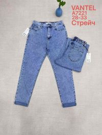 купить 7221# голубые женские джинсы vanver (стрейч коттон, 6 ед, размеры полубатал: 28-33) выдача на следующий день оптом