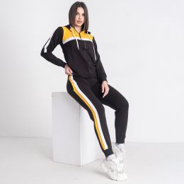 0355-8 черно-желтый женский спортивный костюм (двунитка, 4 ед. размеры на бирках: S. M. L. XL, соответствуют молодежке XXS. XS.  фото