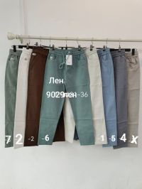 9029 # выбор цвета женские брюки (лен, 6 ед, размеры батал: 31-36) выдача на следующий день фото