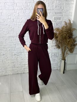 купить 0575-51 бордовый женский спортивный костюм (5'TH AVENUE, турецкая двунитка, 4 ед. размеры норма: 42. 44. 46. 48) оптом