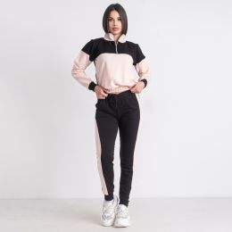 купить оптом джинсы 0356-3 черно-розовый женский спортивный костюм (двунитка, 4 ед. размеры на бирках: S. M. L. XL, соответствуют молодежке XXS. XS. недорого