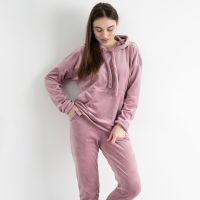 5085-41 РОЗОВЫЙ спортивный костюм женский велюровый (4 ед.размеры: S.M.L.XL) фото