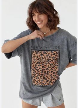 31252* серая женская футболка (oversize, коттон, 6 ед. универсальный размер нормы: 44-50) выдача на следующий день фото