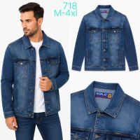 0718 # синяя мужская джинсовая куртка (6 ед, размеры норма: M-4XL) выдача на следующий день фото