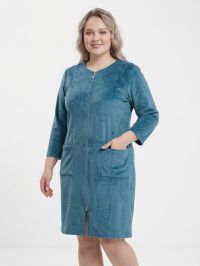 3516-74 бірюзовий жіночий халат (велюровий, 3 од. розміри напівбатал: 48, 50, 52) фото