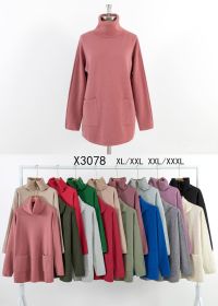 3078 микс цветов женский свитер (5 ед, размеры батал: XL-3XL) фото