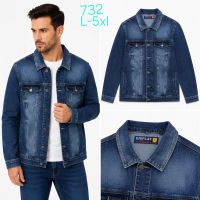 0732 # синяя мужская джинсовая куртка (6 ед, размеры батал: L-5XL) выдача на следующий день фото