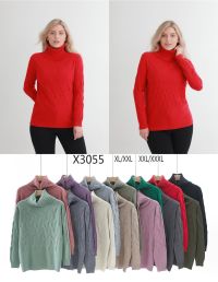 3055  микс цветов женский свитер (Kiss me, 5 ед, размеры батал: XL-3XL) фото