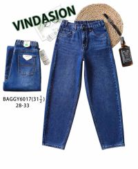купить 6017 # синие женские джинсы багги (VINDASION, 6 ед. размеры полубатал: 28-33) выдача на следующий день оптом