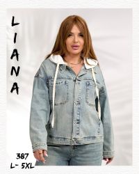 0387# голубая женская джинсовая куртка (Liana, стрейч коттон, 6 ед, размеры батал: L- 5XL) выдача на следующий день фото