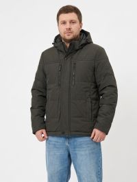 2374-74 темно-зеленая мужская куртка (синтепон, с капюшоном, 4ед, размеры норма: 50, 52, 54, 56)