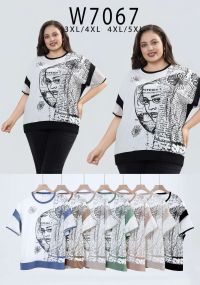 7067 # микс цветов женская футболка (10 ед, размеры батал: 3XL-5XL) выдача на следующий день фото